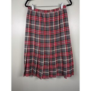 Vintage 90s The Tog Shop Preppy Red Tartan Midi Skirt Dark Academia Size 10